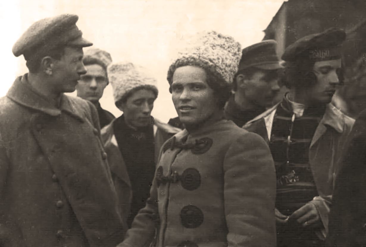 Insurgent leaders in 1919 (from left to right) S. Karetnik, N. Makhno, F. Shchus'.