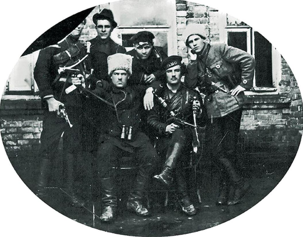 Fedir Shchus (second from the right), with other members of the insurgent general staff